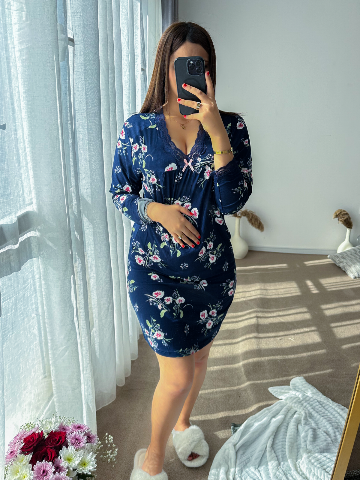 chemise coton femme imprimée BLEU FIORES