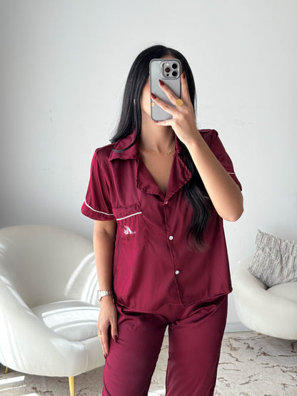 Pyjama demies manche femme bordeaux CUPIDON