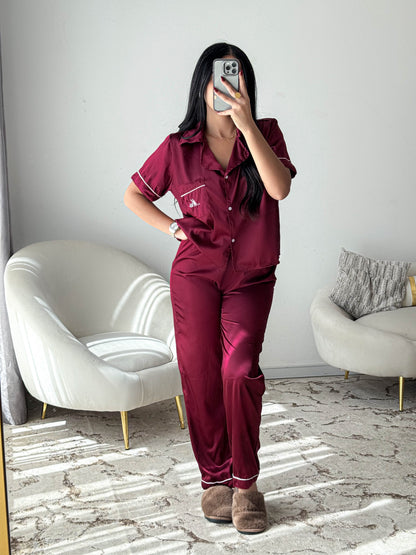 Pyjama demies manche femme bordeaux CUPIDON