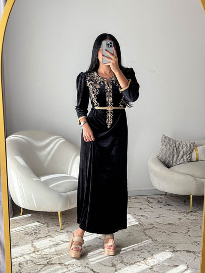 Robe d'hôtesse velours  noir CHAHRAZED