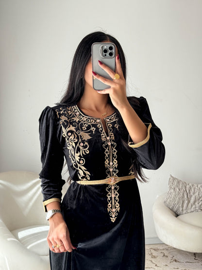 Robe d'hôtesse velours  noir CHAHRAZED