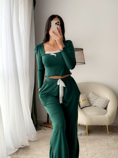 Pyjama crop-top vert femme AMARANTE