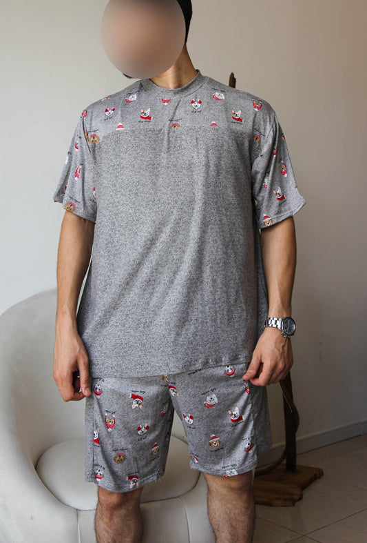 Pyjama short homme gris JAMES