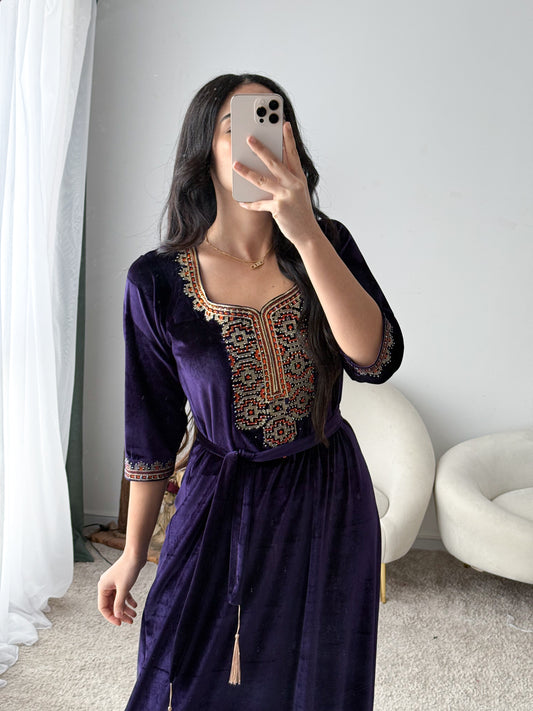 Robe d'hôtesse velours violet ROFIDA