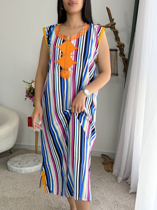 Jebba a rayures multi couleur galon orange MARWA