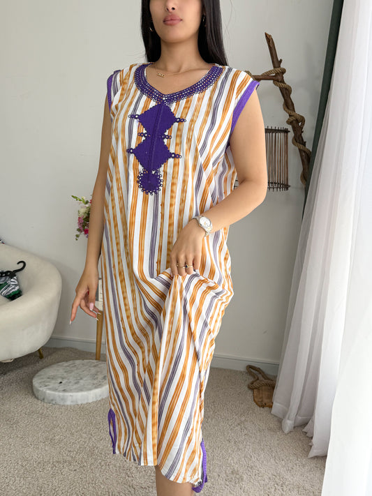Jebba a rayures marron galon violet MARWA