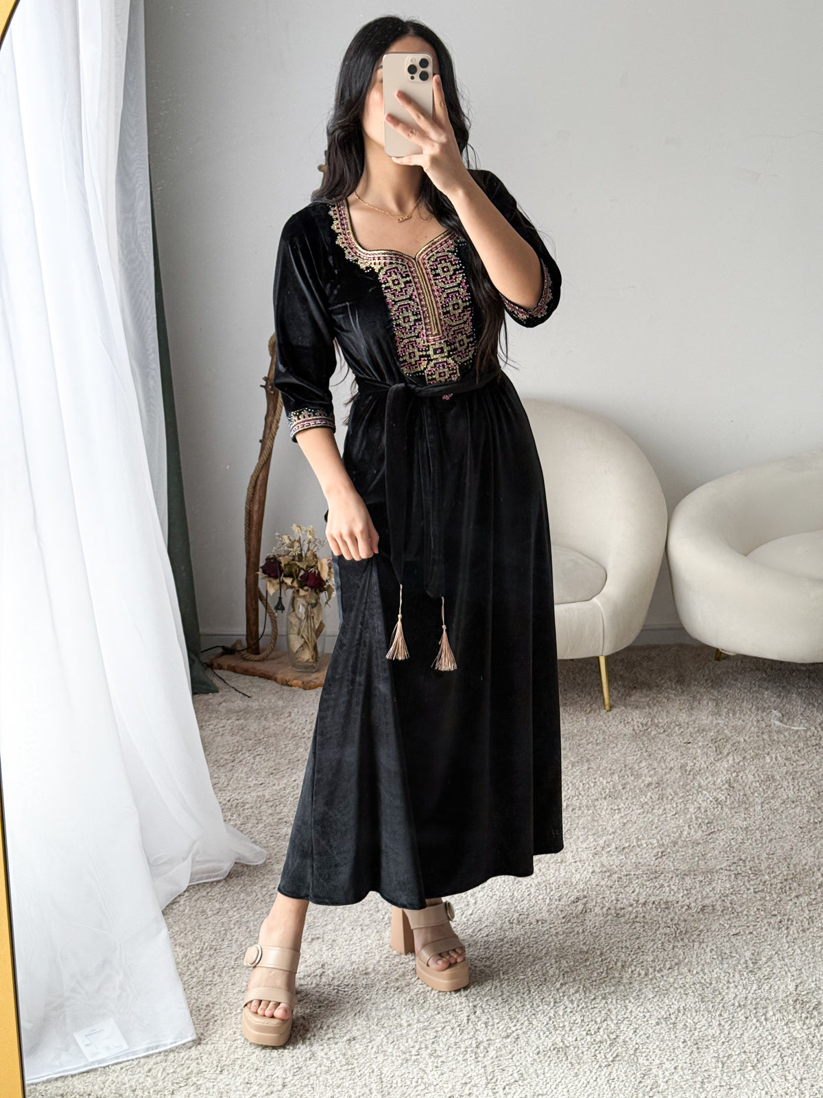 Robe d'hôtesse velours noir ROFIDA