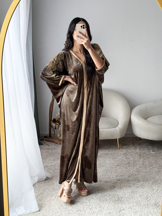 Robe d'hôtesse velours marron NEHAD