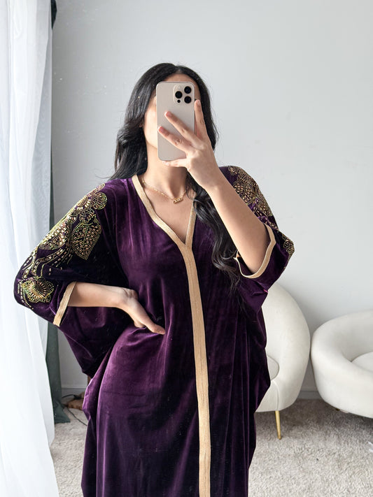 Robe d'hôtesse velours aubegine NEHAD