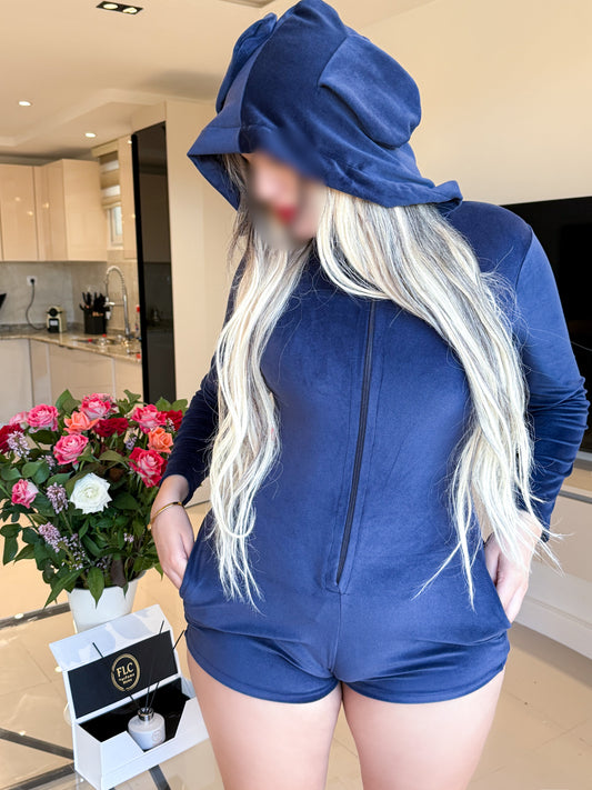 Combishort capuche soft blue foncé LAPINE