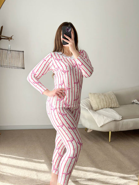 Pyjama coton à rayures rose FLAMINGO