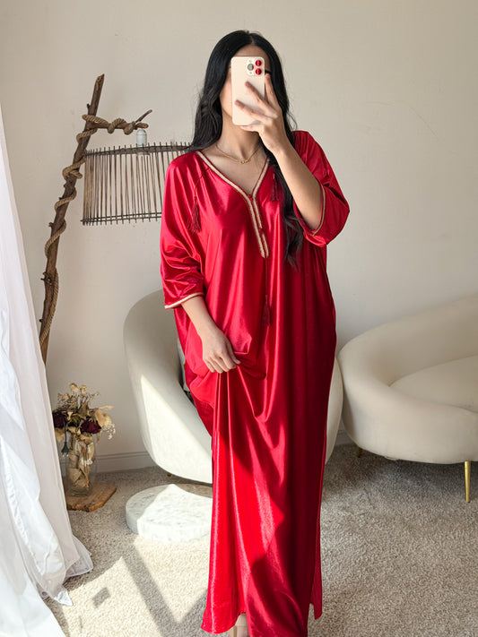 Robe d'hôtesse velours rouge SAMAR