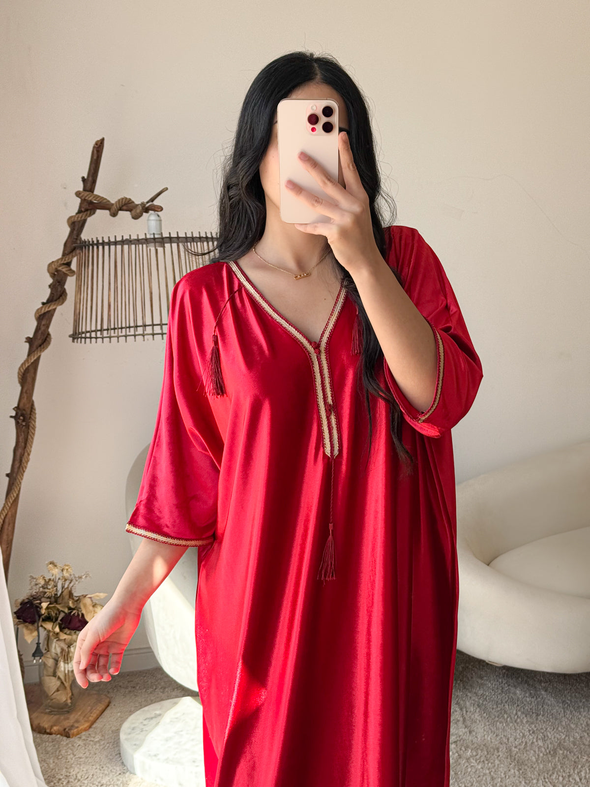 Robe d'hôtesse velours rouge SAMAR
