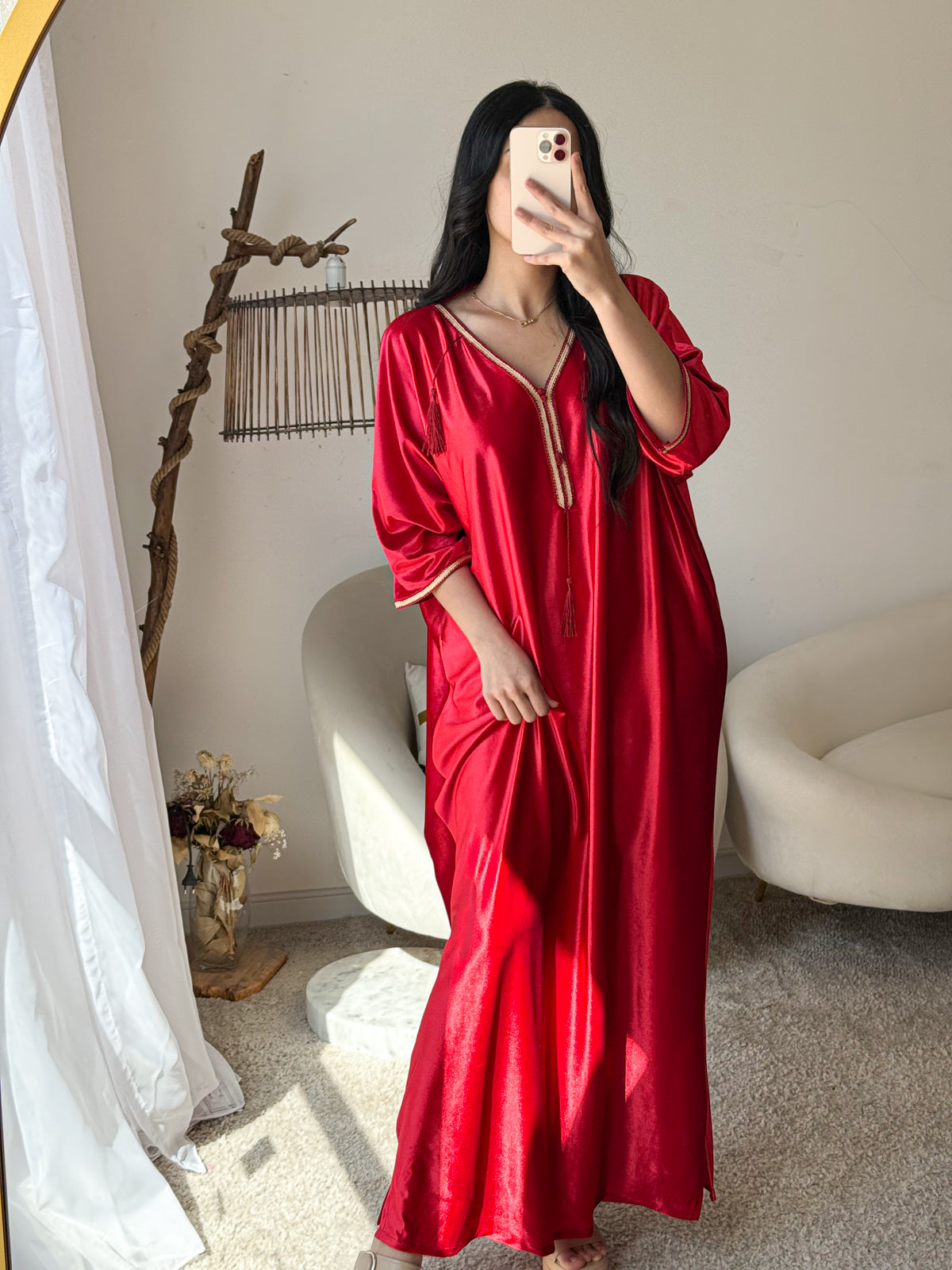Robe d'hôtesse velours rouge SAMAR