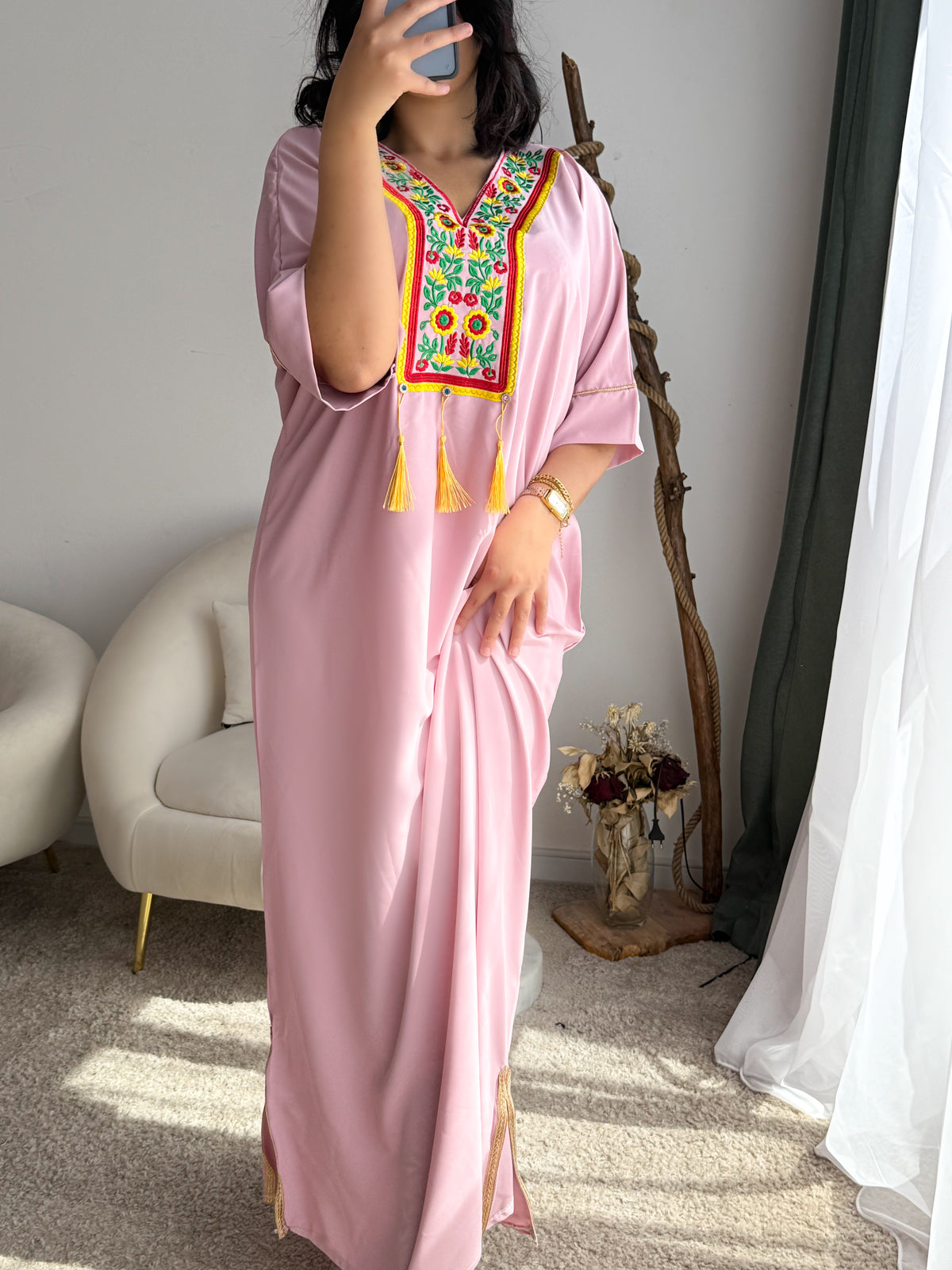 Robe d'hôtesse rose a fleur BELLE