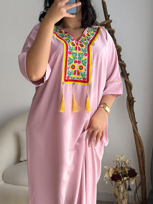 Robe d'hôtesse rose a fleur BELLE