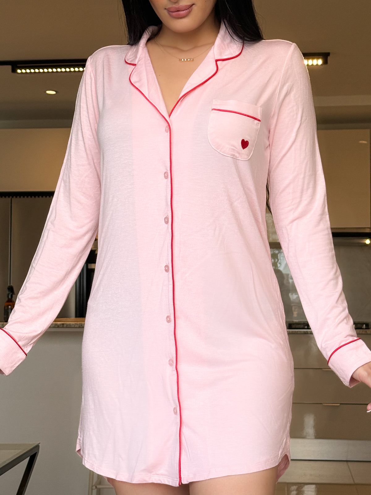 Chemise de nuit rose unie LAYANE
