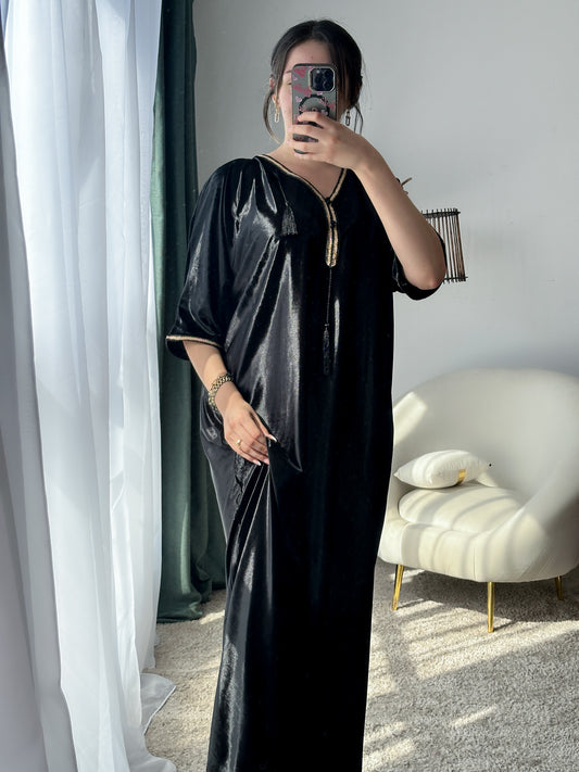 Robe d'hôtesse velours noir SAMAR