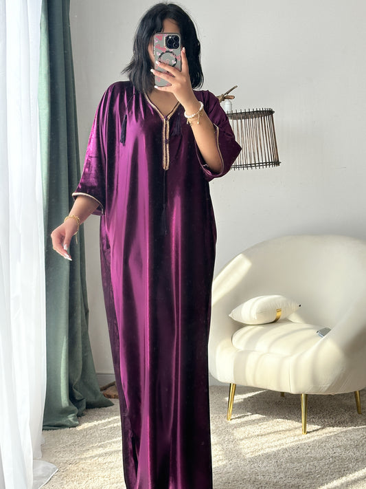 Robe d'hôtesse velours violet SAMAR