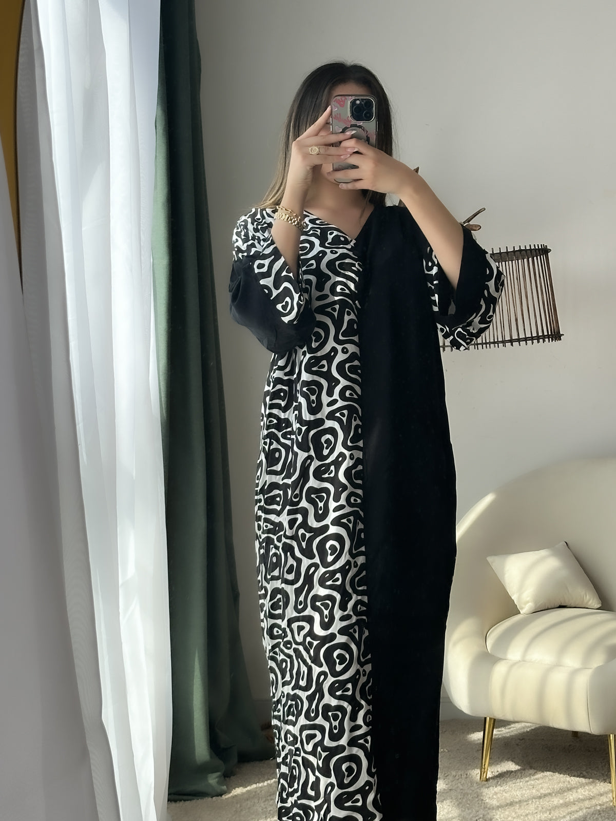 Robe manche long noir ANYA