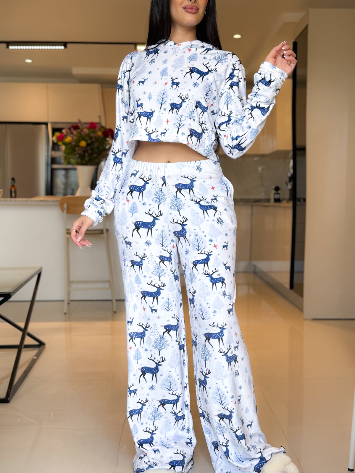 Ensemble capuche pantalon super soft manche long blanc GAZERU