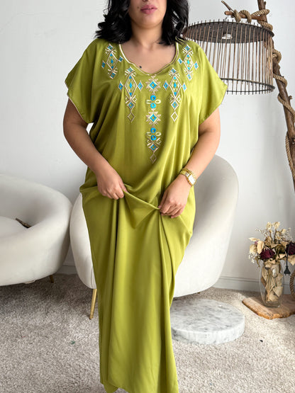 Jebba vert clair a motif berbère ZAINA