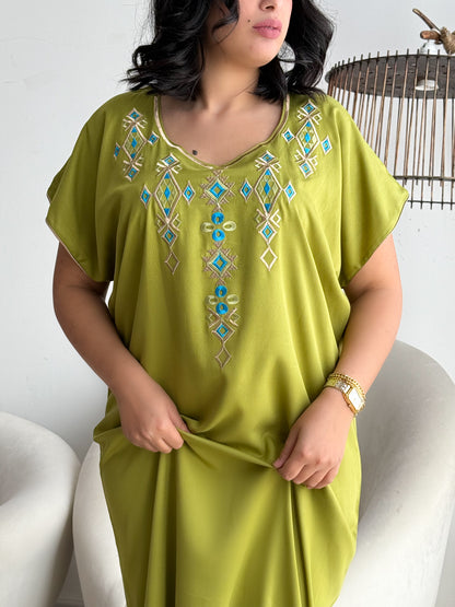 Jebba vert clair a motif berbère ZAINA