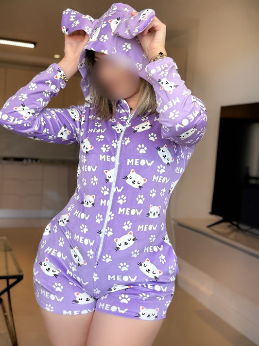 Combishort capuche soft violet CAT