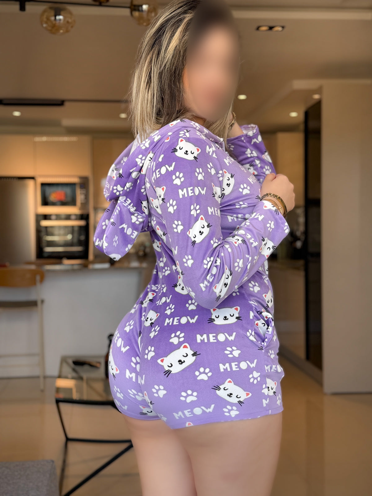 Combishort capuche soft violet CAT