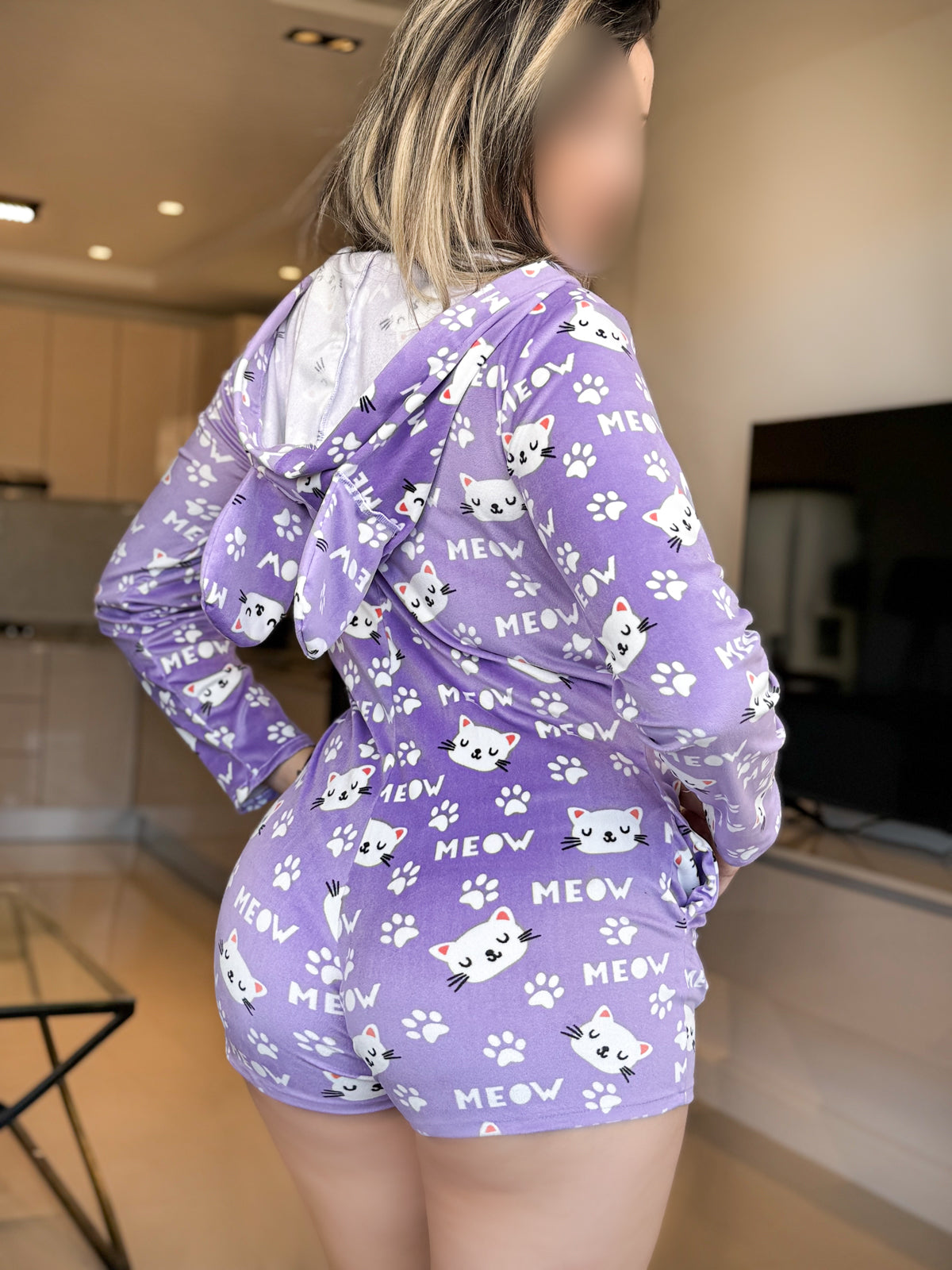 Combishort capuche soft violet CAT