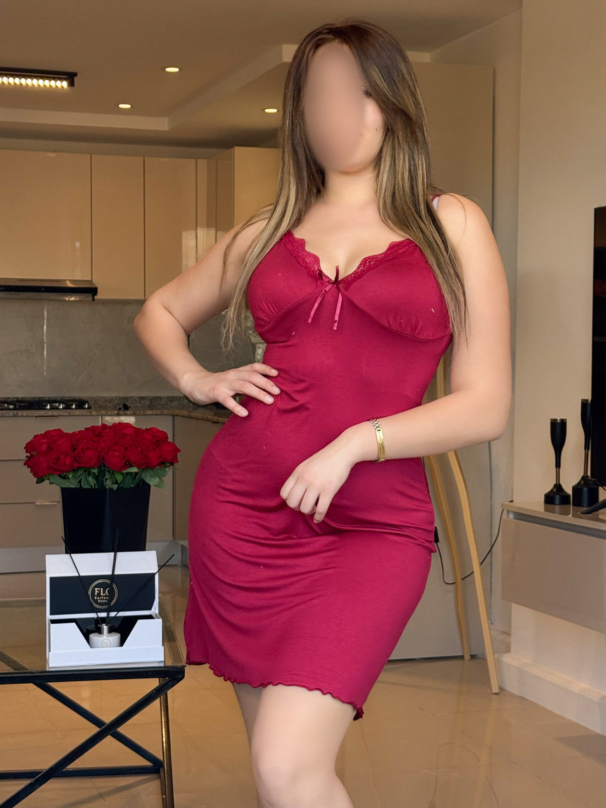 Nuisette dentelle rouge TAMA