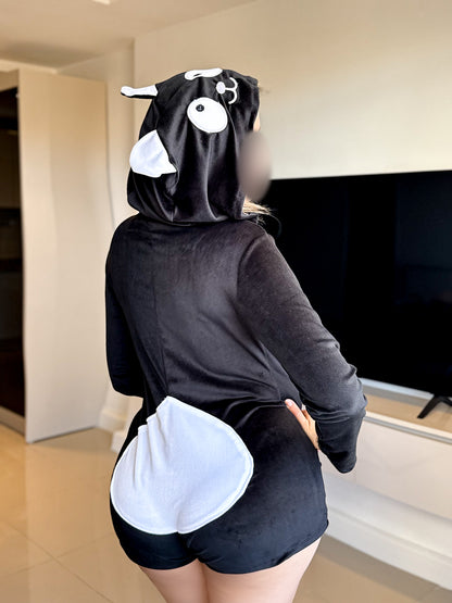 Combishort capuche noir PANDA