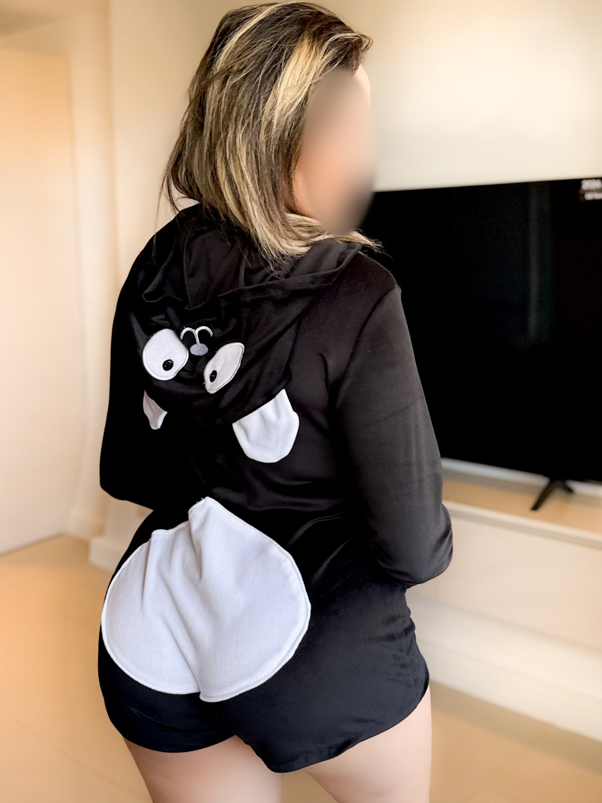 Combishort capuche noir PANDA
