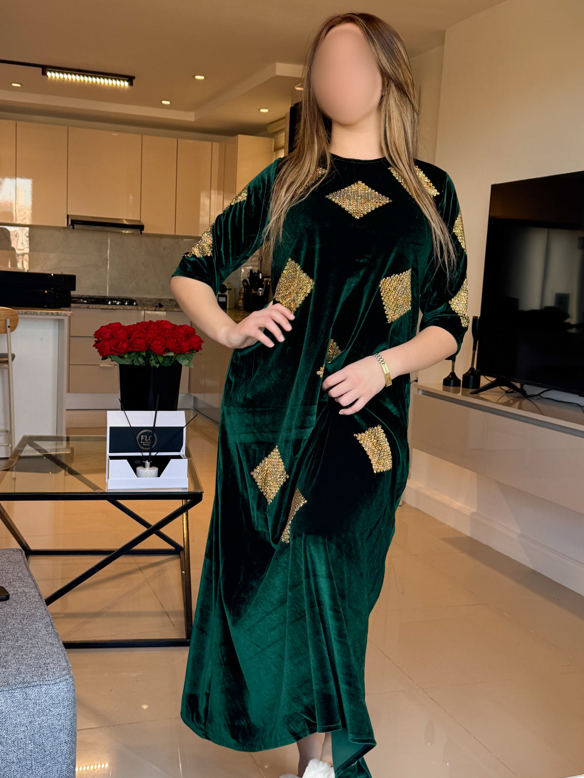 Jebba velours NAIRA vert brillants