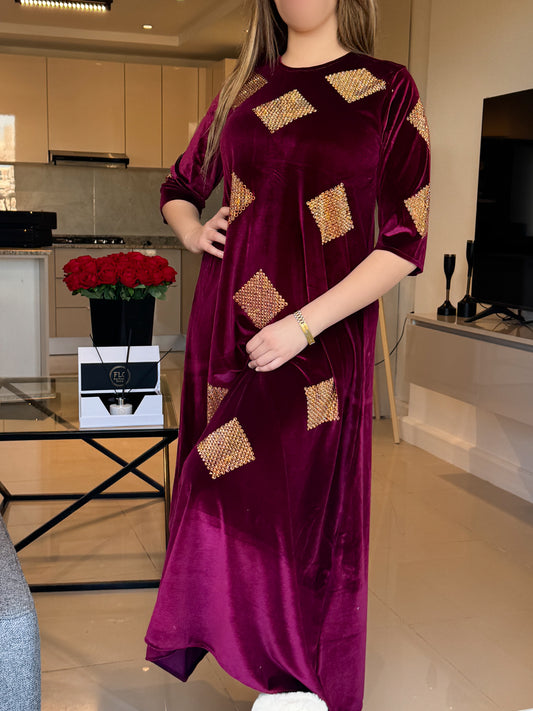 Jebba velours NAIRA grenat brillants