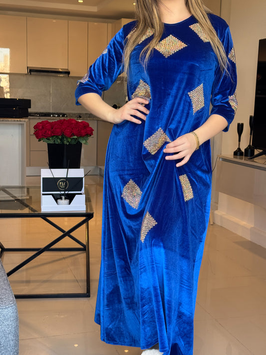 Jebba velours NAIRA bleu roi brillants