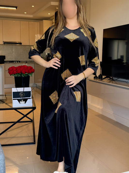 Jebba velours NAIRA noir brillants