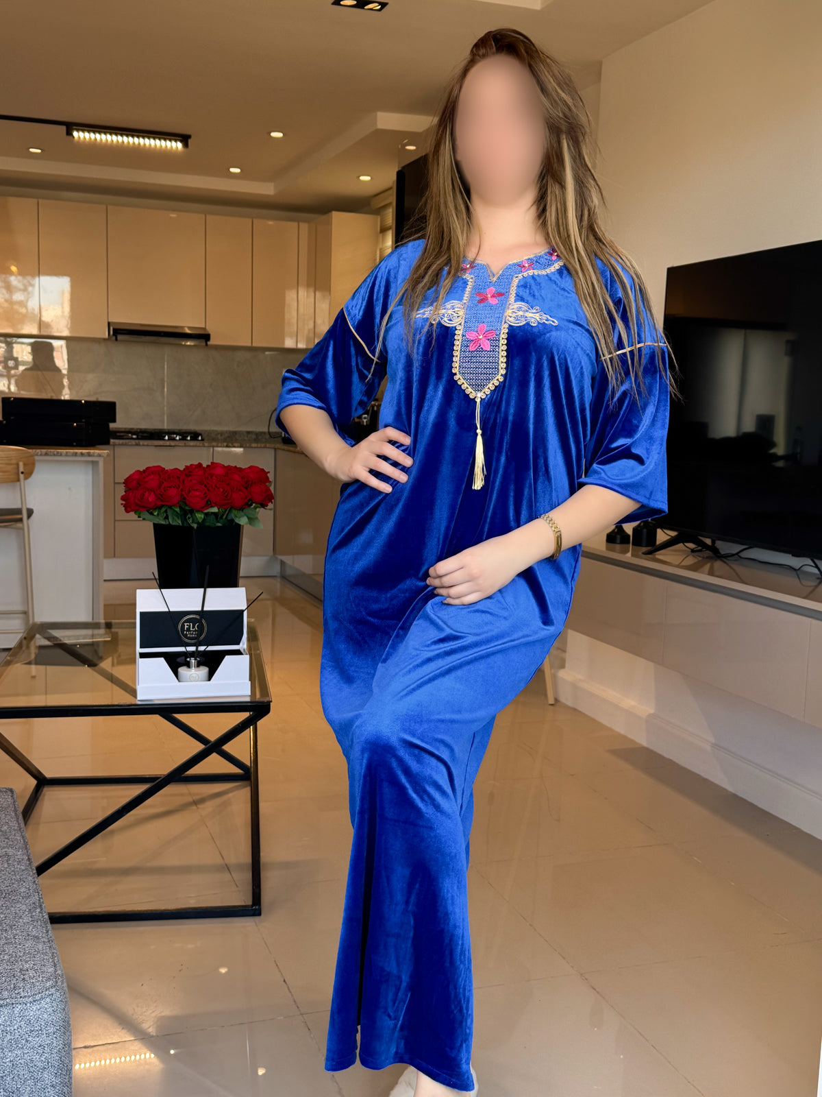 Jebba velours bleu roi brillants SAINA