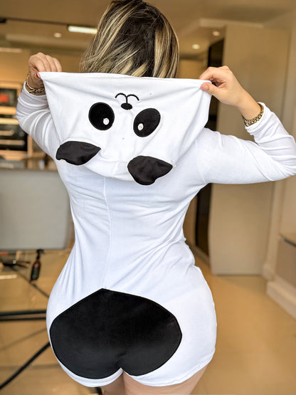 Combishort capuche blanc PANDA