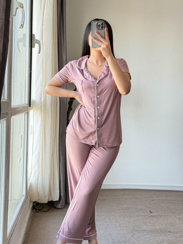 Pyjama demi-manche bois de rose SOLENEA