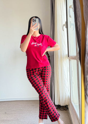 Pyjama demi-manche Pantalon rouge SLEEPY