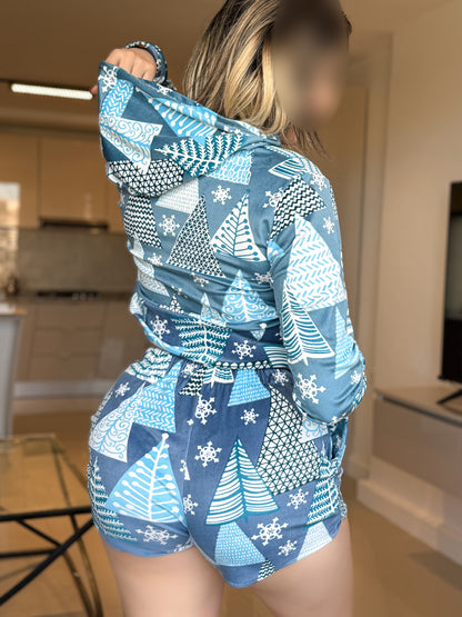 Ensemble capuche short super soft manche long vert ODEN