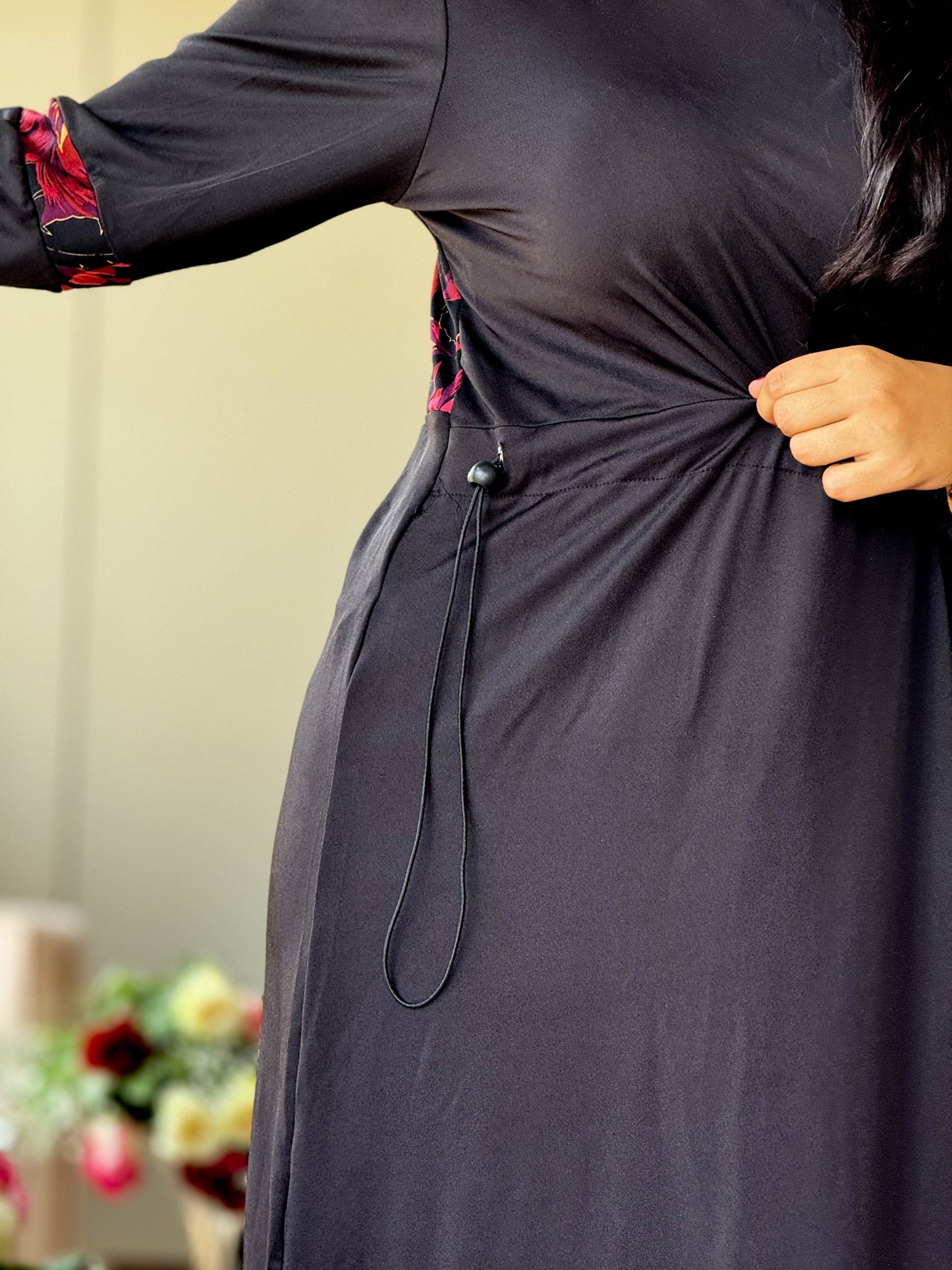 Burkini 3 pièces  noir à motif rouge TESSA