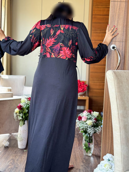 Burkini 3 pièces  noir à motif rouge TESSA