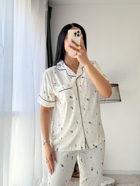 Pyjama demi manche FLOWER vert DALIS