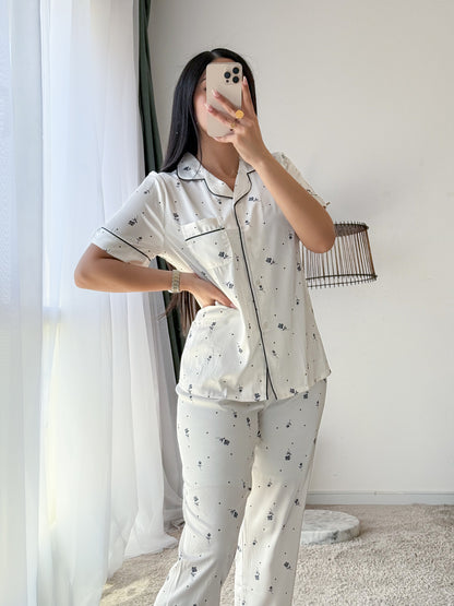 Pyjama demi manche FLOWER vert DALIS