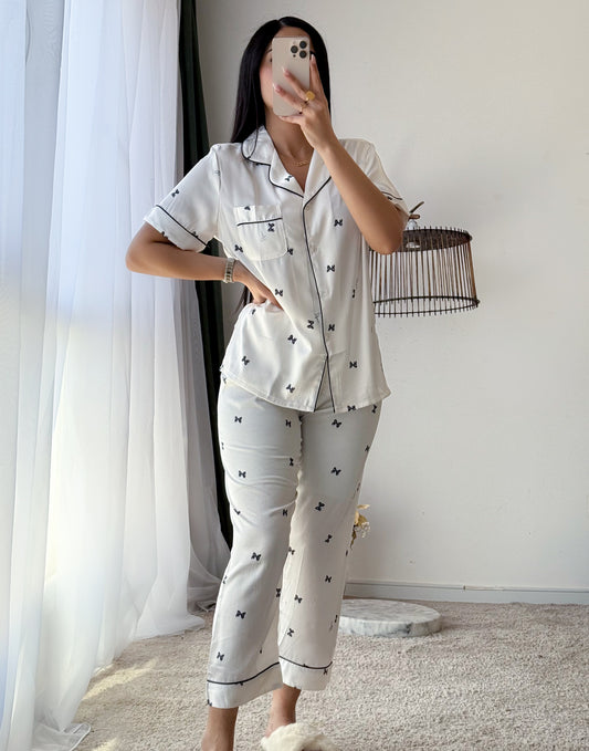 Pyjama demi manche NOEUD blanc MARIANA