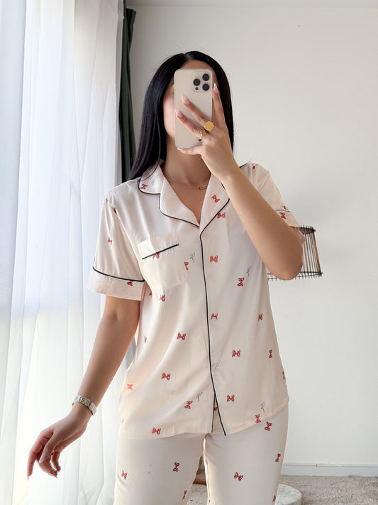 Pyjama demi manche NOEUD rose MARIANA