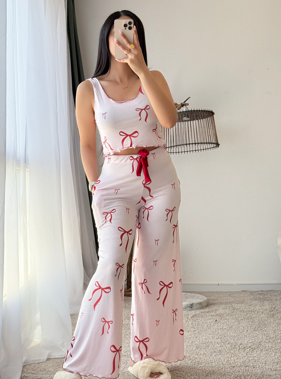 Ensemble bustier pantalon nœud rose DANIELLA