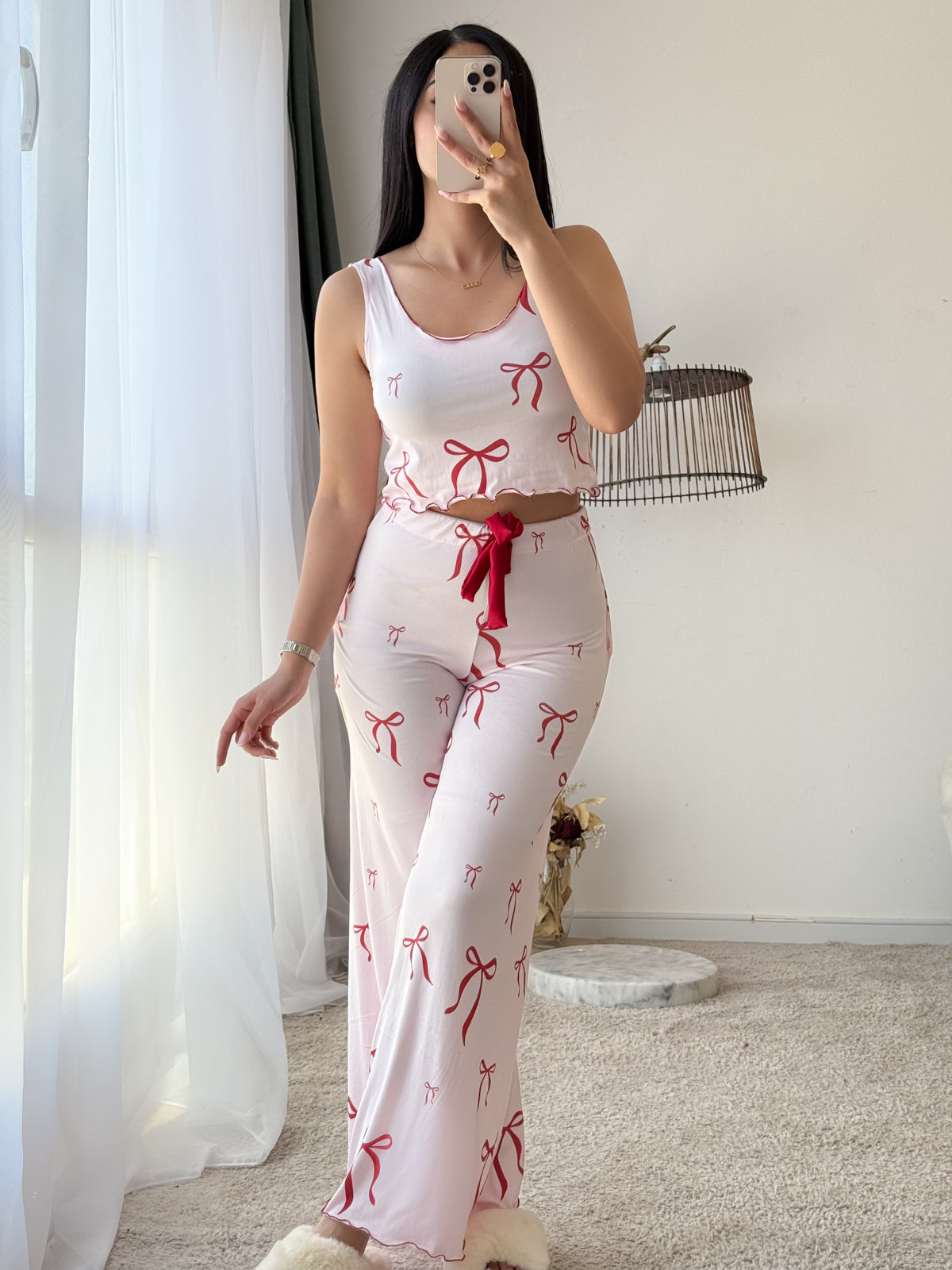Ensemble bustier pantalon nœud rose DANIELLA